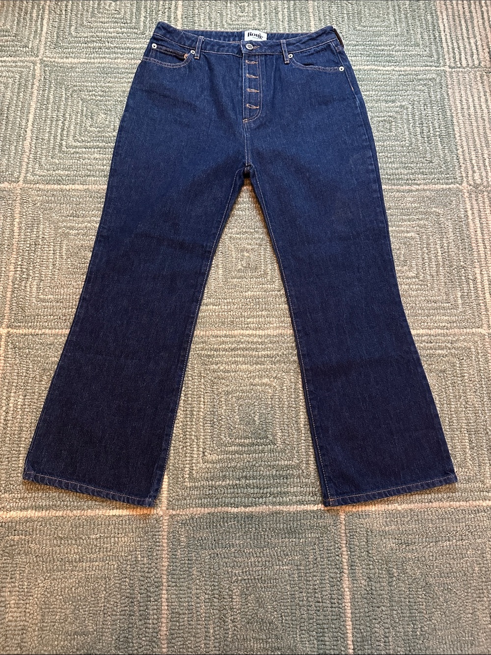 High-Rise Dark Blue Button-Fly Jeans